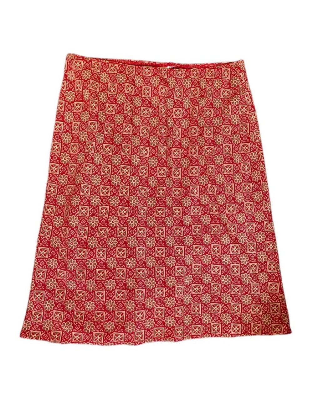 Vintage Y2K accomplice Red Elegant Geometric Floral Midi Skirt